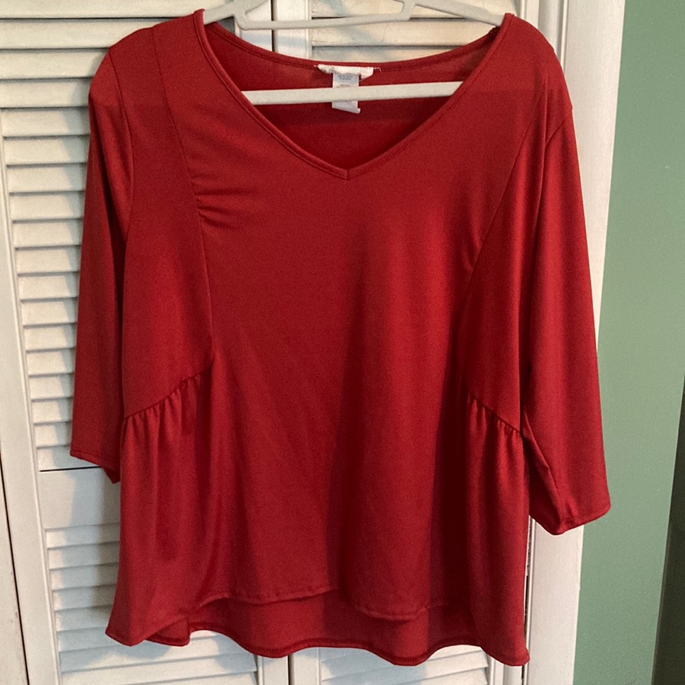 Red 3/4 Sleeve Blouse